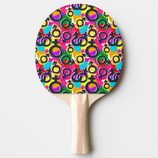 Gay Pride Gender Neon Pattern Tafeltennisbatje (Voorkant)
