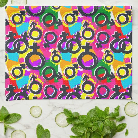 Gay Pride Gender Neon Pattern Theedoek (Gevouwen)