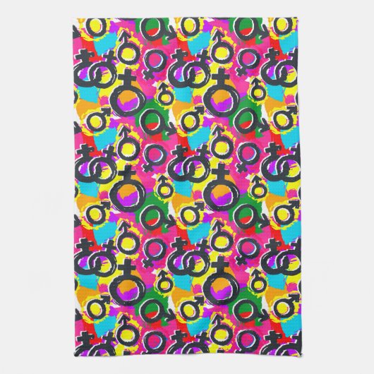 Gay Pride Gender Neon Pattern Theedoek (Verticaal)