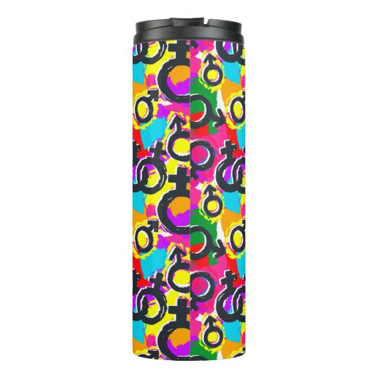 Gay Pride Gender Neon Pattern Thermosbeker (Achterkant)