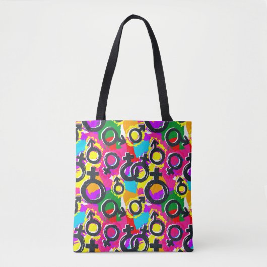 Gay Pride Gender Neon Pattern Tote Bag (Voorkant)