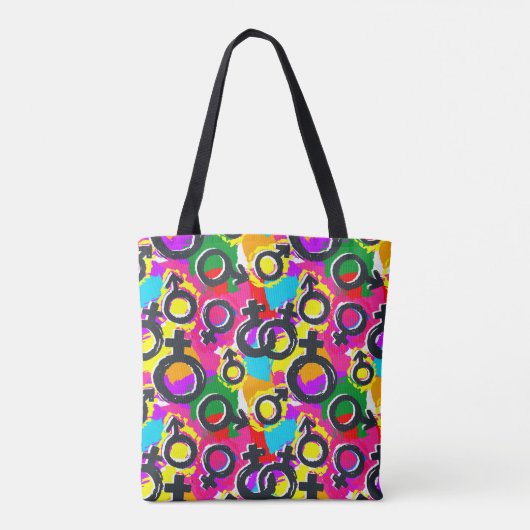 Gay Pride Gender Neon Pattern Tote Bag (Achterkant)