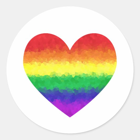 Gay Pride Geometric Rainbow Heart LGBT Love Ronde Sticker (Voorkant)