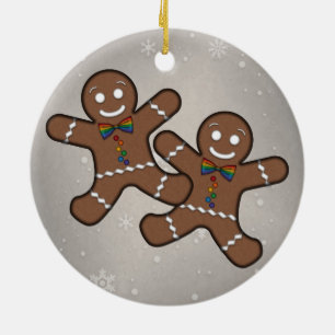 Gay Pride Gingerbrood Couple Keramisch Ornament