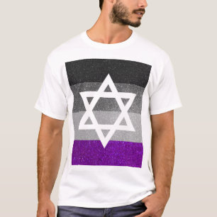Gay Pride Glitter Aseksueel Joods Star of David T-shirt