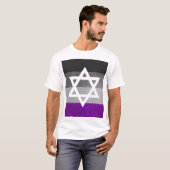 Gay Pride Glitter Aseksueel Joods Star of David T-shirt (Voorkant volledig)