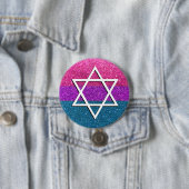 Gay Pride Glitter Bisexual Jewish Star van David Ronde Button 7,6 Cm (In situ)