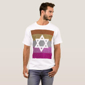 Gay Pride Glitter Lesbisch Joods Star of David T-shirt (Voorkant volledig)