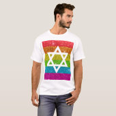 Gay Pride Glitter LGBTQIA Joodse ster van David T-shirt (Voorkant volledig)
