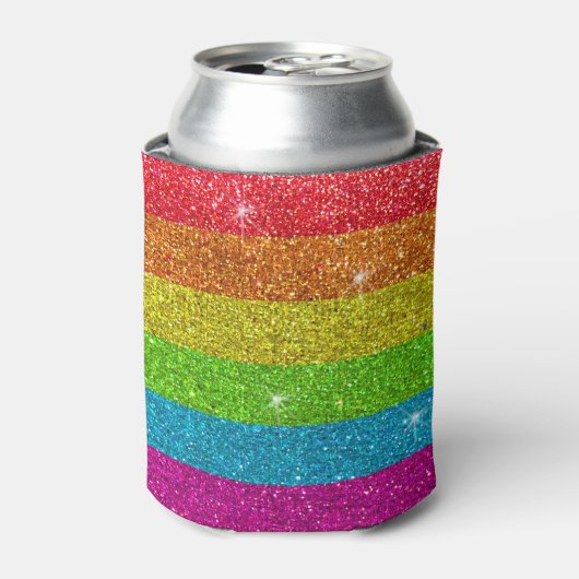 Gay Pride Glitter Rainbow Stripes LGBTQ Equality Blikjeskoeler (Blikje Voorkant)
