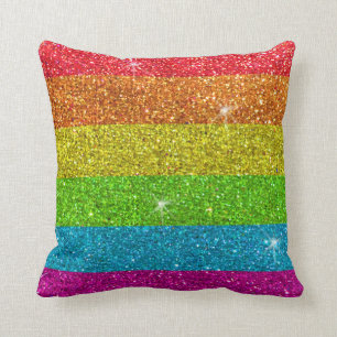 Gay Pride Glitter Rainbow Stripes LGBTQ Equality Kussen