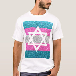 Gay Pride Glitter Transexual Jewish Star van David T-shirt