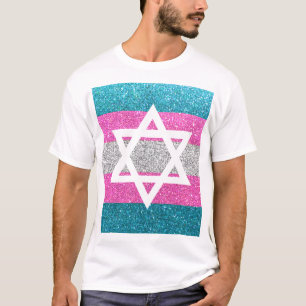 Gay Pride Glitter Transexual Jewish Star van David T-shirt