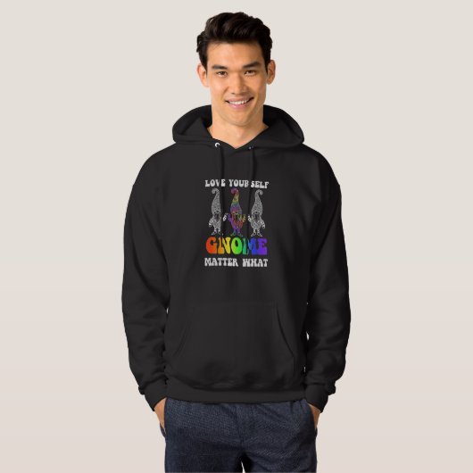 Gay Pride Gnome Rainbow LGBTQ Love Hoodie (Voorkant volledig)