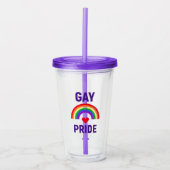 Gay Pride | Hart en regenboog Acryl Drinkbeker (Voorkant)