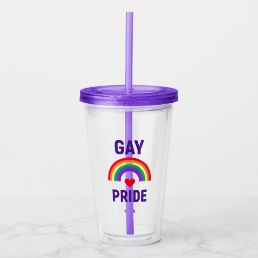 Gay Pride | Hart en regenboog Acryl Drinkbeker (Voorkant)