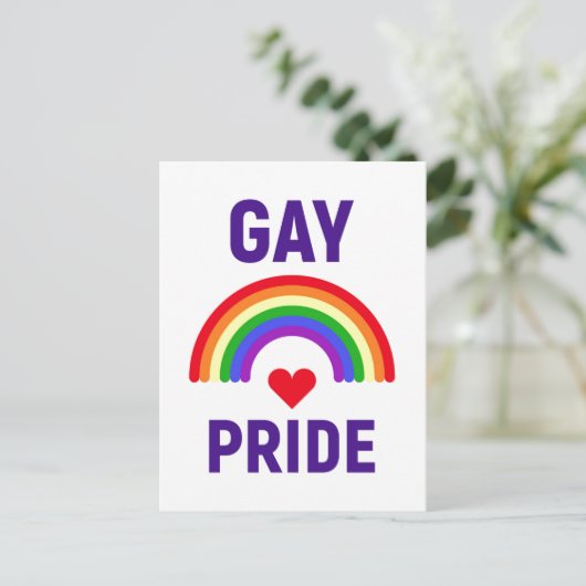 Gay Pride | Hart en regenboog Briefkaart (Staand voorkant)