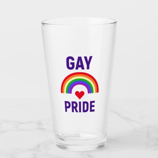 Gay Pride | Hart en regenboog Glas (Voorkant)