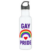 Gay Pride | Hart en regenboog Waterfles (Voorkant)