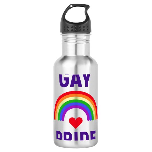 Gay Pride | Hart en regenboog Waterfles (Voorkant)