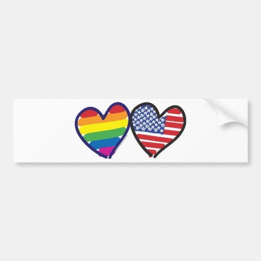 GAY-PRIDE-HEART-AND-FLAG BUMPERSTICKER (Voorkant)