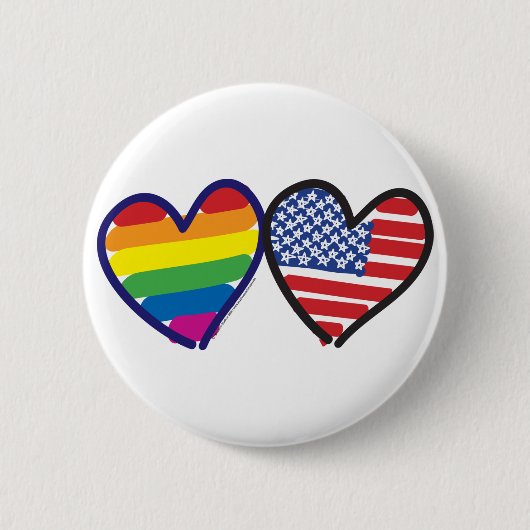 GAY-PRIDE-HEART-AND-FLAG RONDE BUTTON 5,7 CM (Voorkant)
