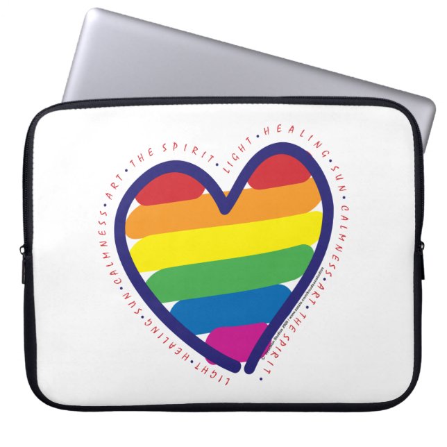 Gay Pride Heart en Words Laptop Sleeve (Voorkant)