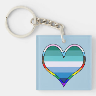 Gay Pride Heart Keychain