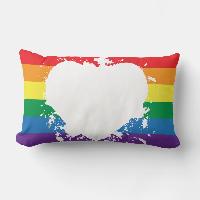 Gay-Pride-Heart-Reversed-Paint-Banner Kussen (Voorkant)