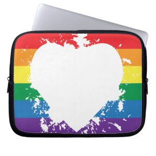 Gay-Pride-Heart-Reversed-Paint-Banner Laptop Sleeve