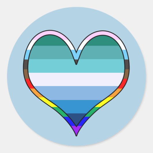 Gay Pride Heart Ronde Sticker (Voorkant)