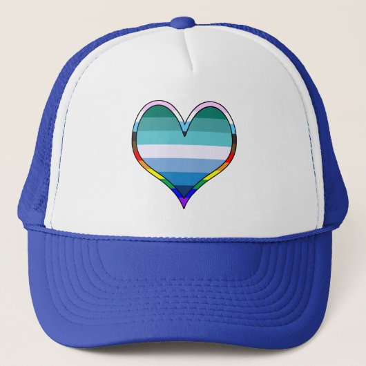 Gay Pride Heart Trucker Hat Pet (Voorkant)
