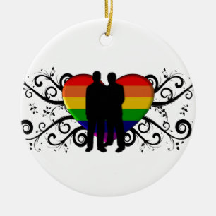 Gay Pride Heart voor Mannen Keramisch Ornament