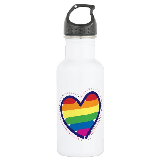 Gay Pride Heart Waterfles (Voorkant)
