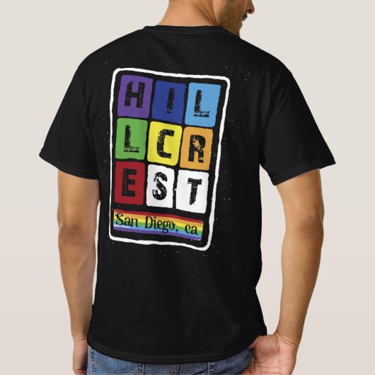 Gay Pride Hillcrest San Diego California Retro Vin T-shirt (Achterkant)