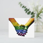 Gay Pride Holding Handen Briefkaart (Staand voorkant)