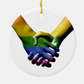 Gay Pride Holding Hands Keramisch Ornament (Achterkant)