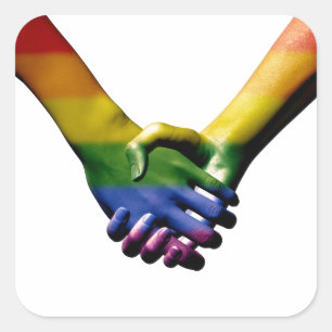 Gay Pride Holding Hands Vierkante Sticker