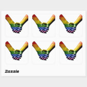 Gay Pride Holding Hands Vierkante Sticker (Vel)