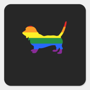 Gay Pride Hond Basset Hound Rainbow Gay Pride Vlag Vierkante Sticker