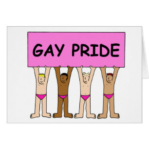 Gay Pride Humor Cartoon Mannen in roze onderbroek