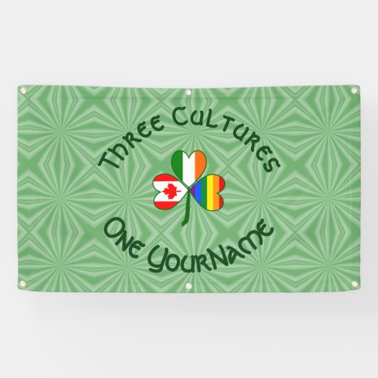 Gay Pride Ierland Canada Shamrock Vlag Personalise Spandoek (Horizontaal)