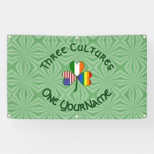 Gay Pride Ierland USA Shamrock Vlag Gepersonalisee Spandoek