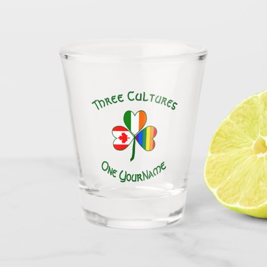 Gay Pride Ierse Canadese vlag Shamrock personalise Shot Glas (Voorkant)