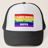 Gay Pride Ik hou van jongens die van jongens houde Trucker Pet (Voorkant)