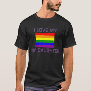 Gay Pride Ik hou van mijn Gay dochter Regenboogvla T-shirt