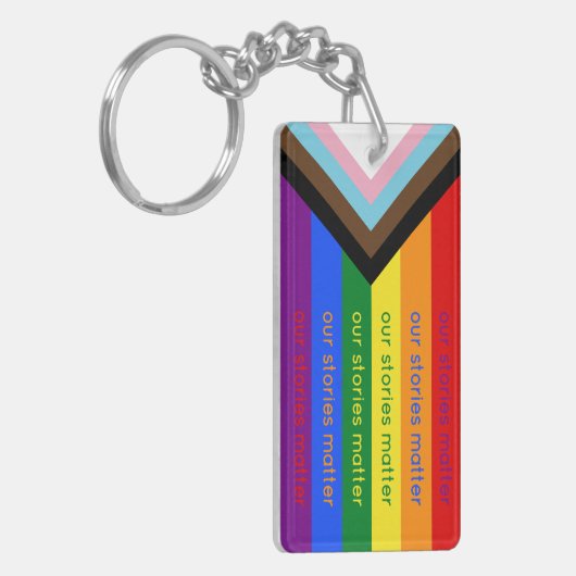 Gay Pride Intersection Rainbow Flag Sleutelhanger (Voorkant Links)