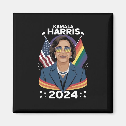 Gay Pride Kamala Harris 2024 Vice President LGBTQ+ Magneet (Voorkant)