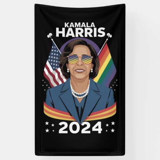 Gay Pride Kamala Harris 2024 Vice President LGBTQ+ Spandoek (Verticaal)