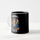 Gay Pride Kamala Harris 2024 Vice President LGBTQ+ Tweekleurige Koffiemok (Voorkant links)